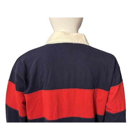 Polo Ralph Lauren Rugby Shirt Blue Red Striped LS Y2K Preppy Sports SZ L (16-18) - Picture 4 of 10